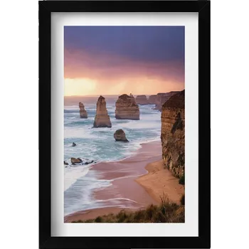 Obraz Dekorativní nástěnný obraz v rámu s grafikou: Pobřežní útes, 20x30 cm