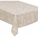 UBRUS NA STŮL BÉŽOVÝ DEKORAČNÍ VÁNOČNÍ MOTIV ZVÍŘAT 140 X 240 CM