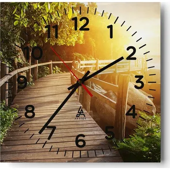 Hodiny Nástěnné hodiny do obýváku 40x40 Krajina Bezhluczne Skleněné hodiny Tiché