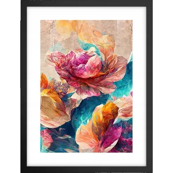 Obraz Obraz plakát v černém rámu do obýváku 30x40 květiny foto plakáty na zeď