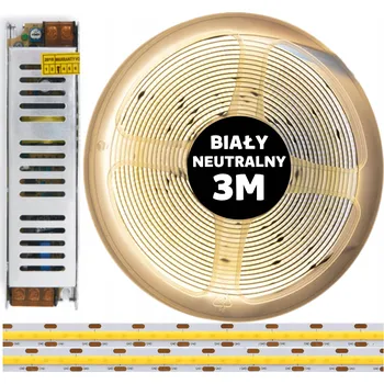 LED páska SADA 3M LED pásek COB 480 diod 4000K bílá neutrální 24V 10W napájecí zdroj