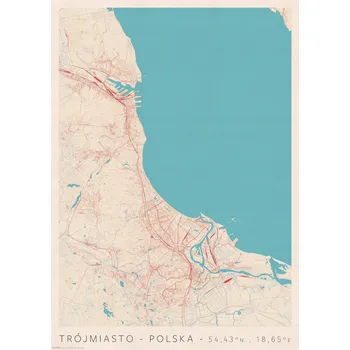 Obraz Plakát Trojměstí, Gdaňsk, Gdyně, Sopoty bez rámu 29,7 x 42 cm