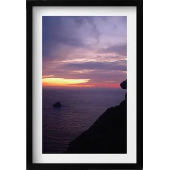 Obraz Dekorativní nástěnný obraz v černém rámu s grafikou Kamenná hlava 40x60 cm