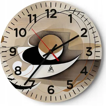 Hodiny Nástěnné hodiny do obýváku 40x40 Abstrakce Kulatý Skleněné hodiny Loft Tiché