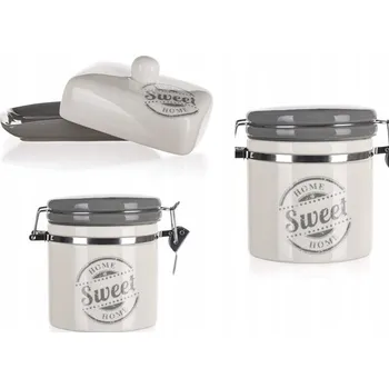 Dóza na potraviny SADA 2 x keramická dóza + máslenka HOME