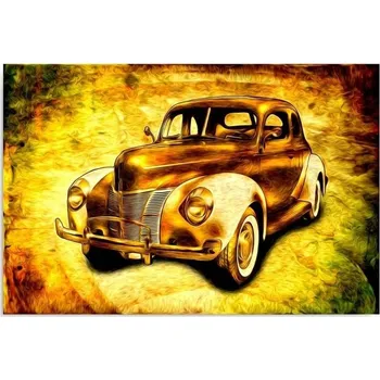 Obraz Obraz na plátně 50x40 retro auto zlaté