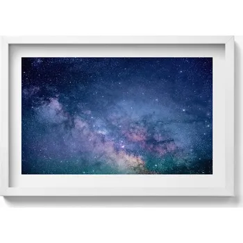 Obraz Dekorativní nástěnný obraz s grafikou v bílém rámu Hvězdný vesmír 60x40 cm