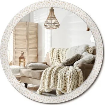 Zrcadlo Zrcadlo s potiskem do koupelny ložnice obývacího pokoje Ptačí peří Velké fi 100 cm