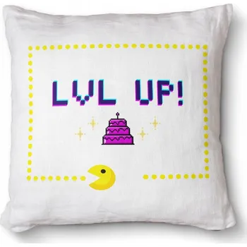 Polštář Pohodlný dekorativní foto polštář jako Dárek pro hráče 40x40 cm - Lvl Up!