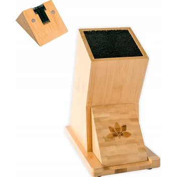 Obraz Stojan na nože Kuchyňský blok univerzální bambusový s brouskem Veliatte