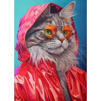 Plakát Plakát Kočka ve stylu, bez rámu, 39,5 x 55 cm