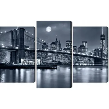 Obraz Vícedílný obraz Noční panorama New Yorku s měsícem na obloze 120x