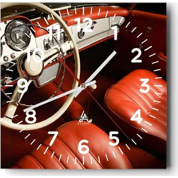 Hodiny Kuchyňské nástěnné hodiny 30x30 Auto Skleněné hodiny do obýváku Moderní Tiché