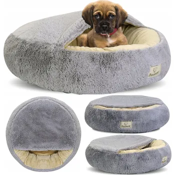 Pelíšek pro psa Bouda pro psa odstíny šedé 80 cm x 80 cm
