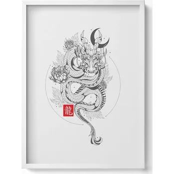 Obraz Závěsný obraz na zeď dekorace do domu Čínská ilustrace draka 50x70 cm