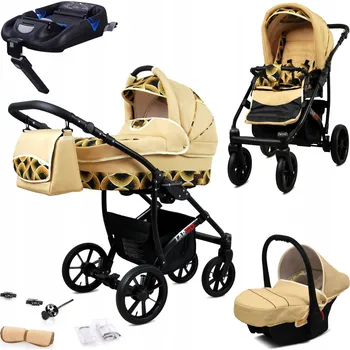Kočárek Kočárek 4v1 BabyLux LARGO: sportovní kočárek, hluboká korba, autosedačka, základna ISOFIX