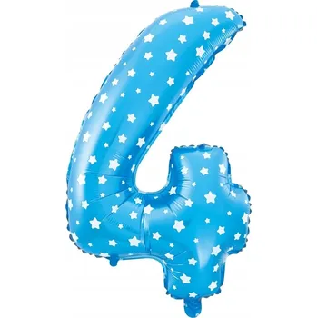 Balónek Balónek Modrý 4 32 Číslice Narozeniny Hvězdičky Párty Dekorace Fólie