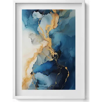 Obraz Dekorativní nástěnný obraz s grafikou v bílém rámu Plynulá Abstrakce 50x70 cm