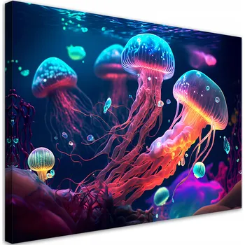 Obraz OBRAZ DO OBÝVÁKU Neonové mořské medúzy 90x60