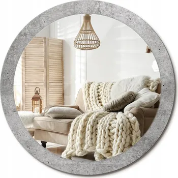 Zrcadlo Moderní dekorativní kulaté zrcadlo s potiskem Loft Šedý beton průměr 90 cm