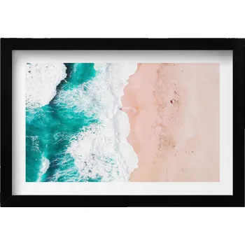 Obraz Nástěnný obraz dekorace interiéru Mořské vlny na pláži z ptačí perspektivy 30x20 cm