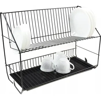 Odkapávač na nádobí ODKAPÁVAČ ODKAPÁVAČ NA NÁDOBÍ DVOUÚROVŇOVÝ ČERNÝ