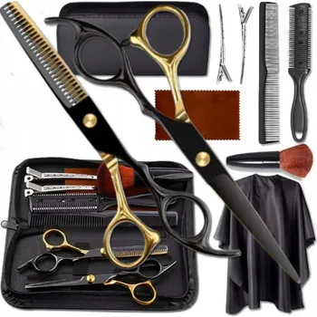 Kadeřnické nůžky KADEŘNICKÁ SADA NŮŽKY NA VLASY, EFILAČNÍ NŮŽKY, PLÁŠTĚNKA, HŘEBEN