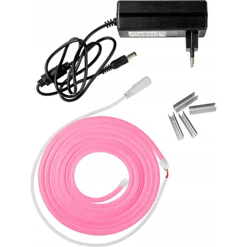 LED páska NEON LED FLEX voděodolný flexibilní set s napájecím zdrojem růžový 2m