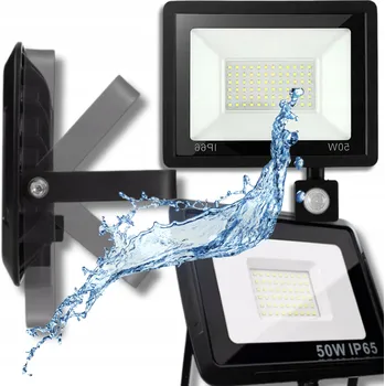HALOGENOVÝ REFLEKTOR LED FASÁDNÍ LAMPA S POHYBOVÝM A SOUMRAKOVÝM SENZOREM 50W