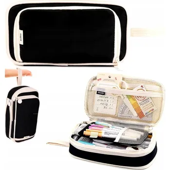 Penál VELKÝ VÍCEÚČELOVÝ ŠKOLNÍ PENÁL POUZDRO TŘÍKOMOROVÝ ORGANIZÉR PROSTORNÝ