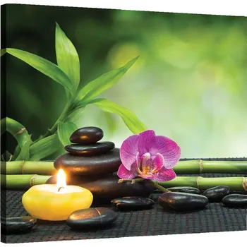Obraz OBRAZ NA PLÁTNĚ Zen kameny spa orchidej 30x30
