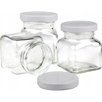 Dóza na potraviny 3x Skleněná dóza sklenice s bílým víčkem na svíčky, 120 ml