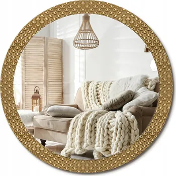 Zrcadlo Zrcadlo s potiskem do koupelny, kuchyně, předsíně, velký průměr 90 cm, retro vzor