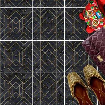 Obraz Samolepky na podlahové dlaždice 10x10 cm, geometrické prvky ve stylu art deco