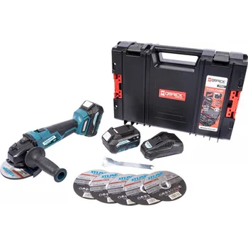 úhlová bruska XTline XT102835-2B5B + 2x 5,0 Ah + nabíječka + box