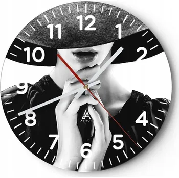 Hodiny Velké nástěnné hodiny na zeď 40x40 Žena Skleněné hodiny Kulatý Tiché