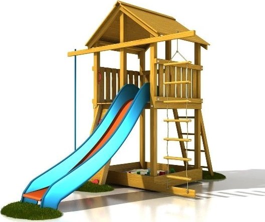 PALIS GYM Dětské hřiště HONZÍK Komfort se skluzavkou Výška podesty: 125 cm, Barva skluzavky: Modrá, Materiál: modřín