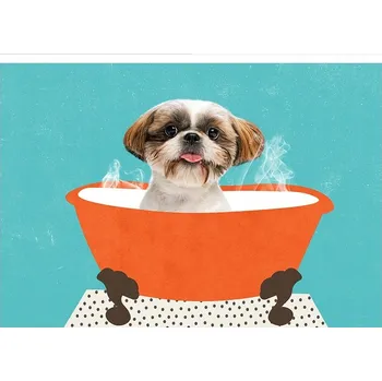 Obraz PLAKÁT BEZ RÁMU do Koupelny WC Toalety PES v VANNĚ P2575_A4