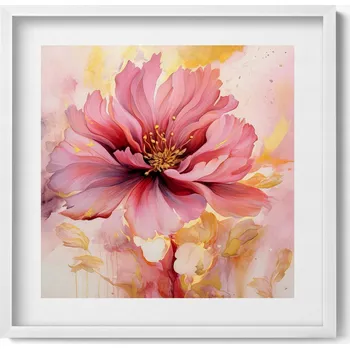 Obraz Nástěnný obraz v bílém rámu s grafikou Romantická malovaná květina 50x50 cm
