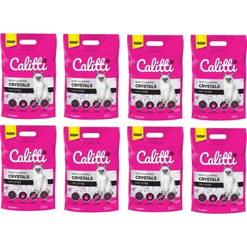 Silikonové stelivo pro kočky Crystals 3,8L Calitti, antibakteriální, neprašné