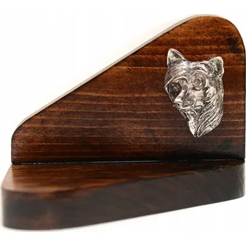 Svícen Čínský chocholatý pes - dřevěný podstavec se psem pod čajovou svíčku / ohřívač