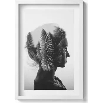 Obraz Obraz s bílým rámem a grafikou na zeď Lidská citlivost a myšlenky 40x60 cm