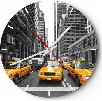 Hodiny Nástěnné hodiny do kuchyně 30x30 Město Skleněné hodiny do obýváku Loft Tiché