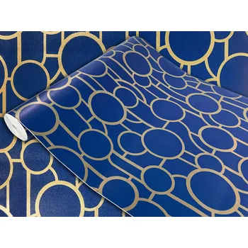 Fototapeta Dekorační fólie na nábytek, stolek, DIY, modrá a zlatá, šířka 45 cm