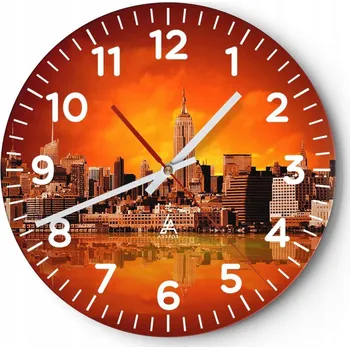 Hodiny Nástěnné hodiny do obýváku 40x40 Jork Kulatý Skleněné hodiny Loft Tiché