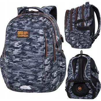 Školní batoh Školní batoh s více komorami CoolPack, odstíny šedé a stříbrné, oranžový, 29 l