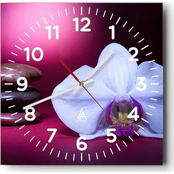 Hodiny Kuchyňské nástěnné hodiny 30x30 Květiny Skleněné hodiny do obýváku Moderní Tiché