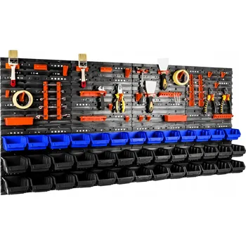 Obraz Dílenská deska na nářadí, stěna 158 x 77,5 cm + 39 boxů/úložných nádob