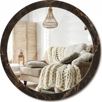 Zrcadlo Zrcadlo s potiskem do koupelny, kuchyně, předsíně, hnědý mramor, průměr 100 cm