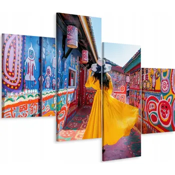 Obraz Obraz Čtyřdílný obraz ŽENA v Duhové Vesnici 240x150 cm